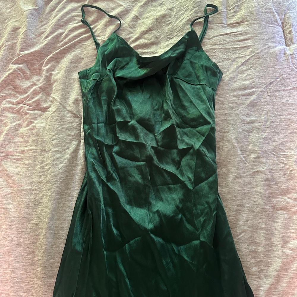 White Fox emerald green maxi dress open back